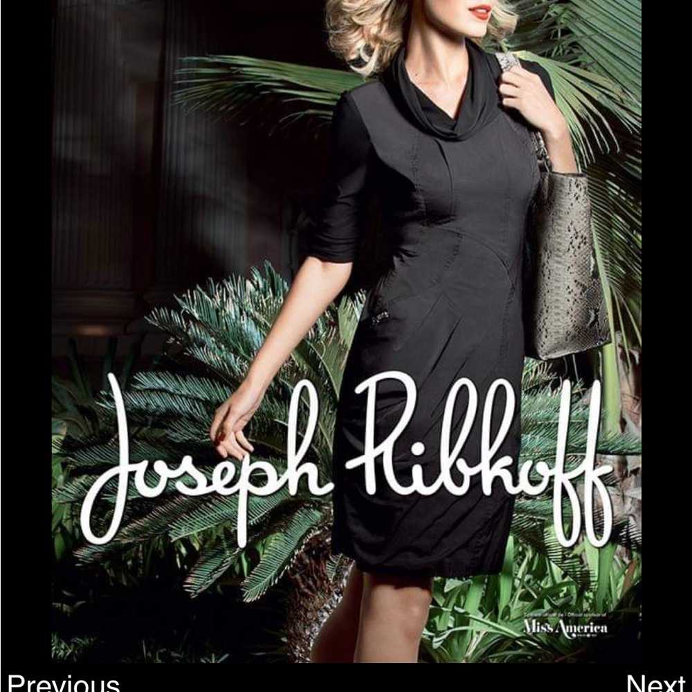 Joseph Ribkoff 2013 asymmetrical cocoon dress, black, size 10. Model no. 32370